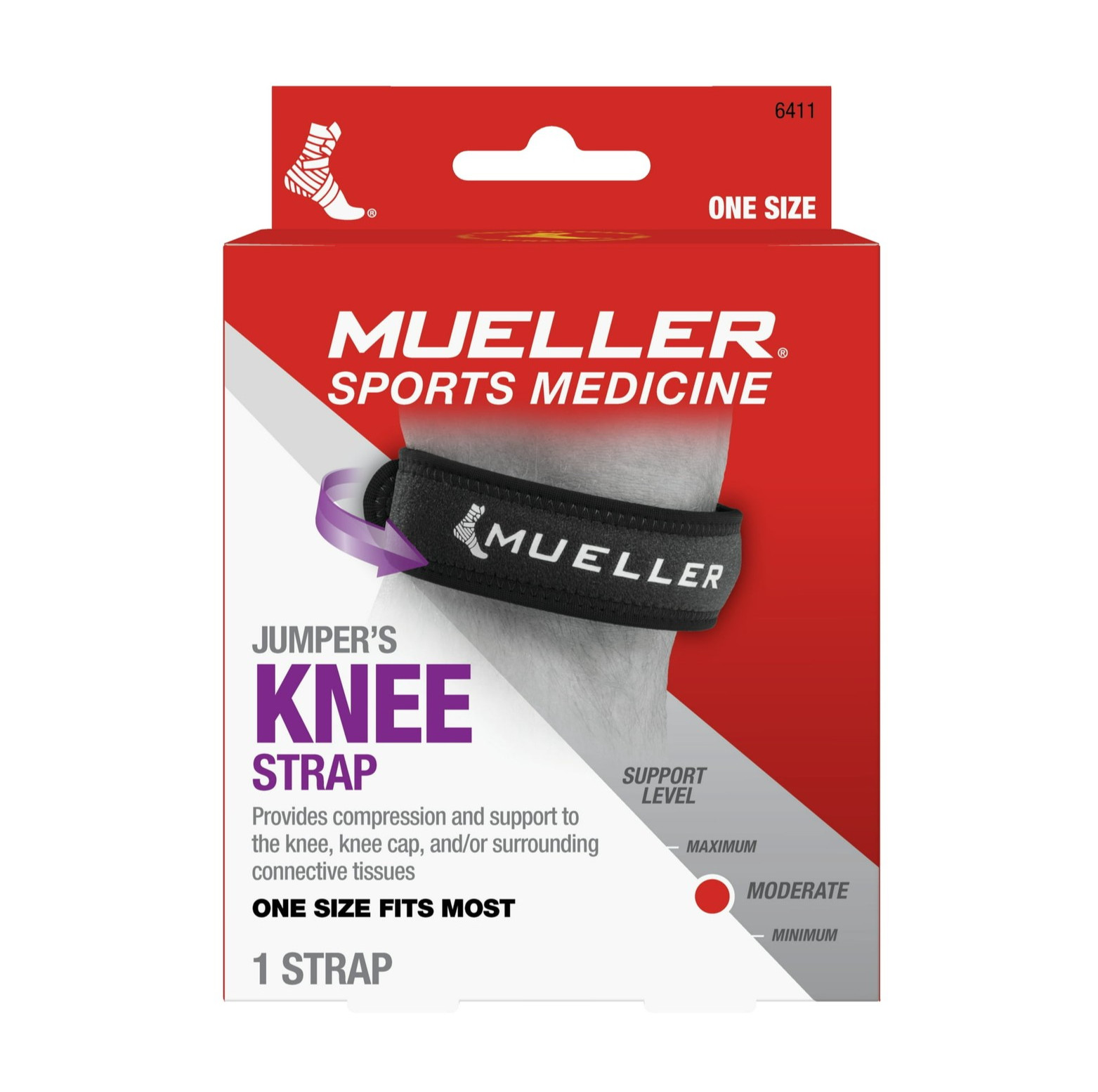 Mueller Jumper’s Knee Strap Black One Size Fits Most Adjustable Support