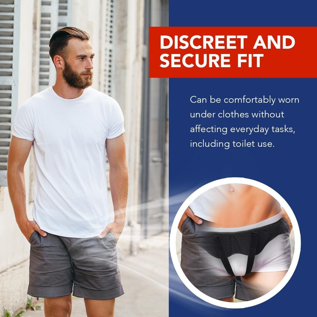 Men Inguinal Hernia Support Belt Double Groin Hernia Pain Relief Truss Brace Med