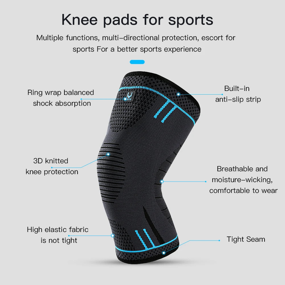 1 Pcs Compression Knee Support Sleeve Elastic Breathable Knee Pads Brace Springs