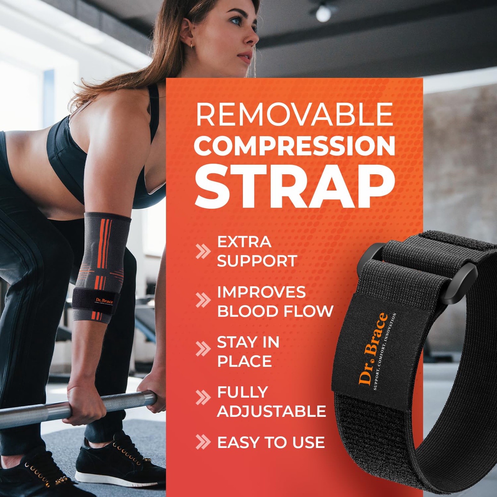 DR. BRACE Elite Elbow Brace XX-Large Grey-Orange