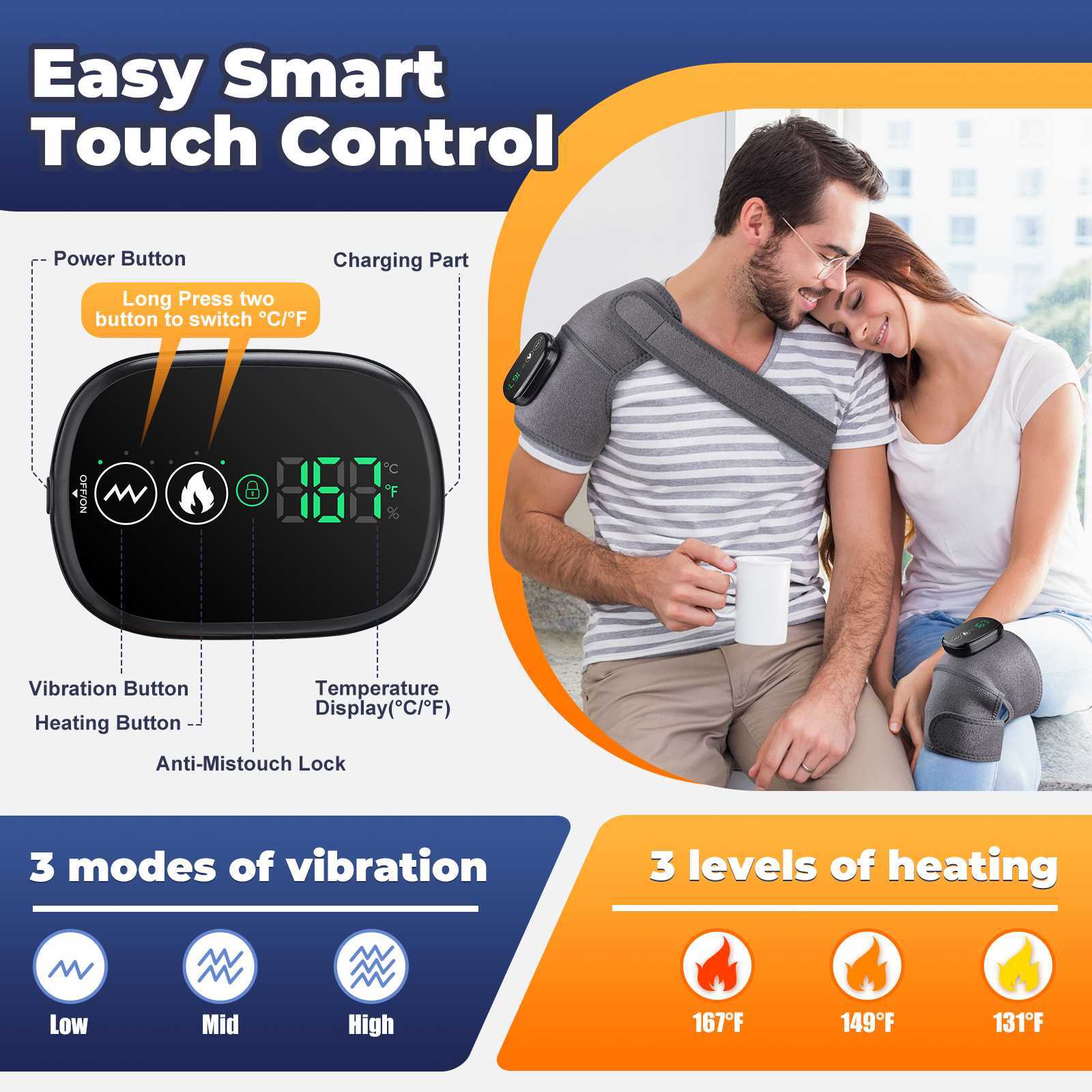 Electric Heating Vibration Knee Joint Pad Brace Massage Therapy Legs Massager