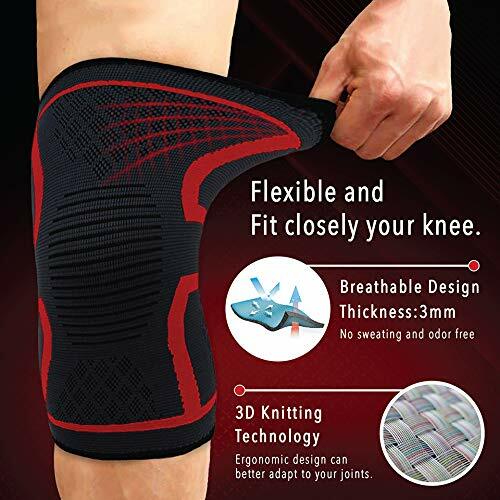 Vitavrio Knee Compression Sleeve Non Slip Breathable Large L Black Blue Pair