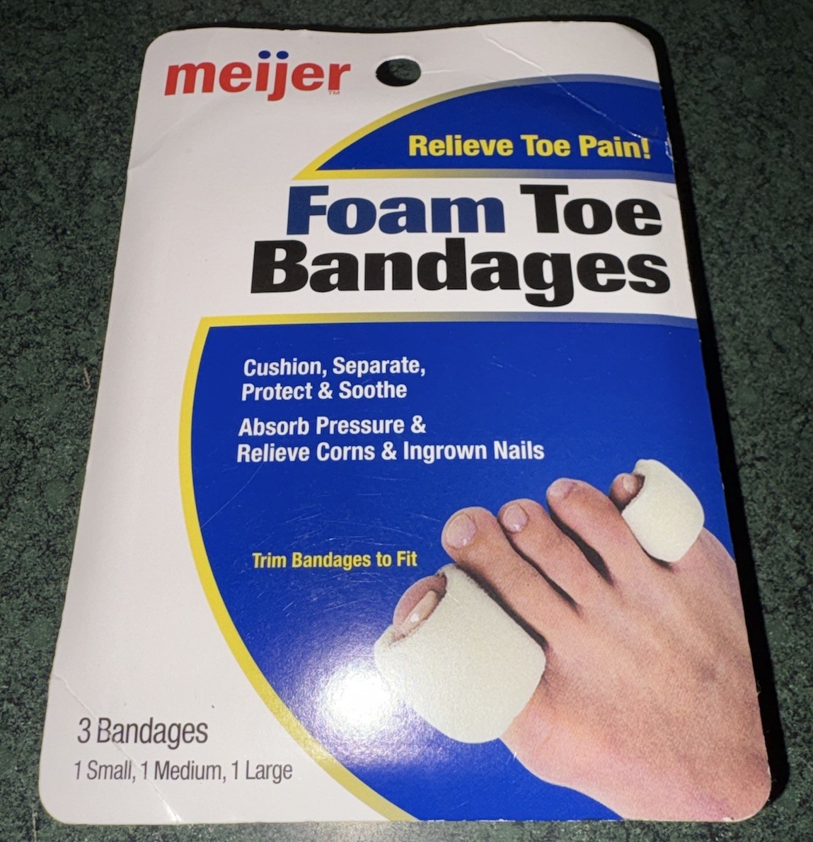 Meijer -Foam Toe Bandages, Package of 3 Small, Medium & Large