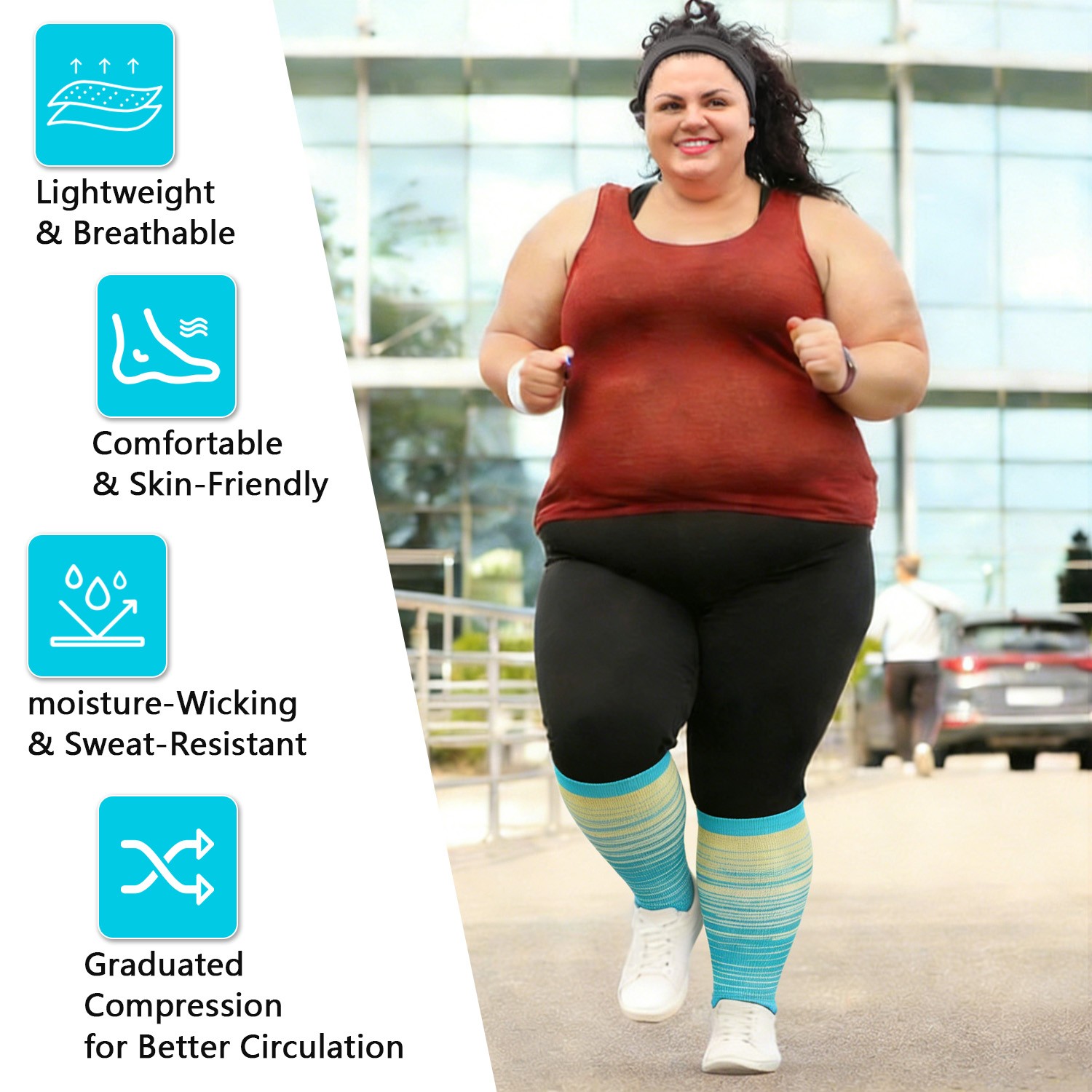 5 Pairs Plus Size Medical Compression Socks – 20-30 mmHg Knee High For Sports US