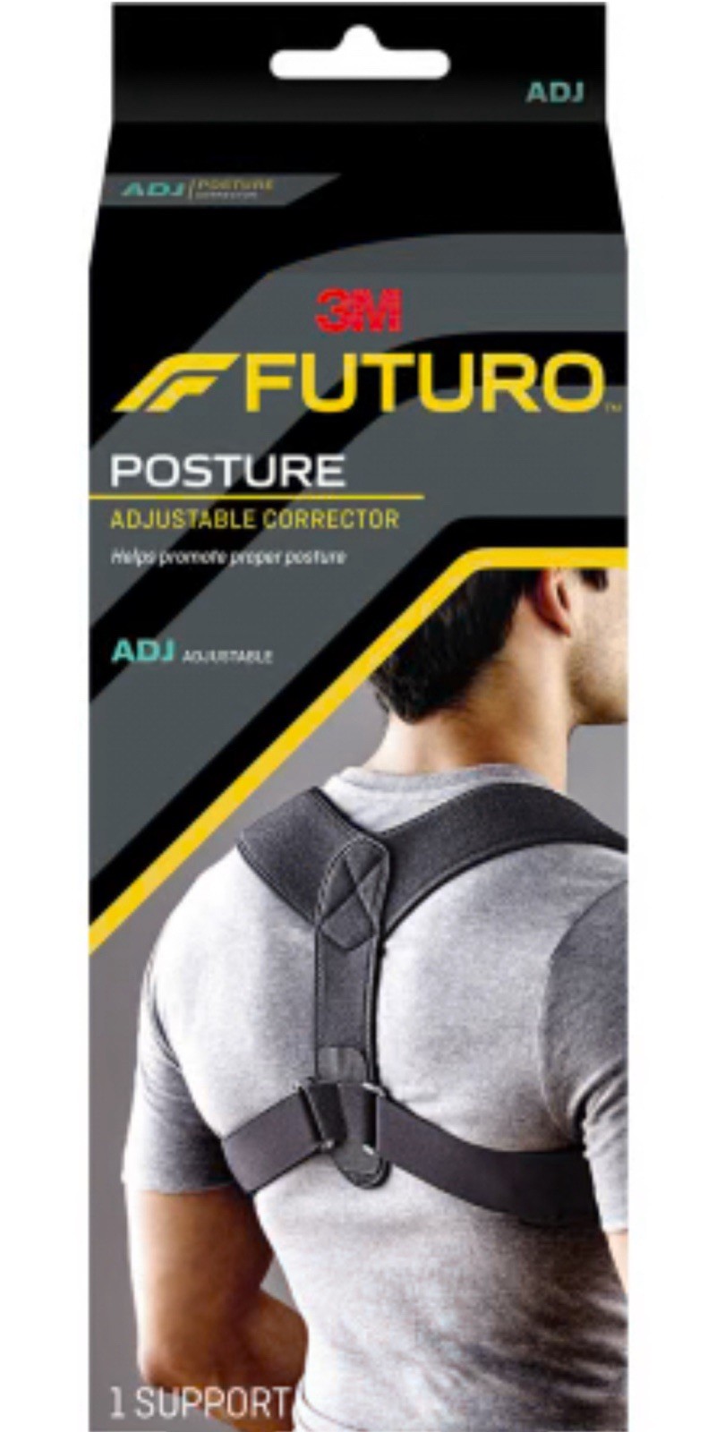 3M Futuro Posture Corrector Adjustable Support One Size Fits Most Black