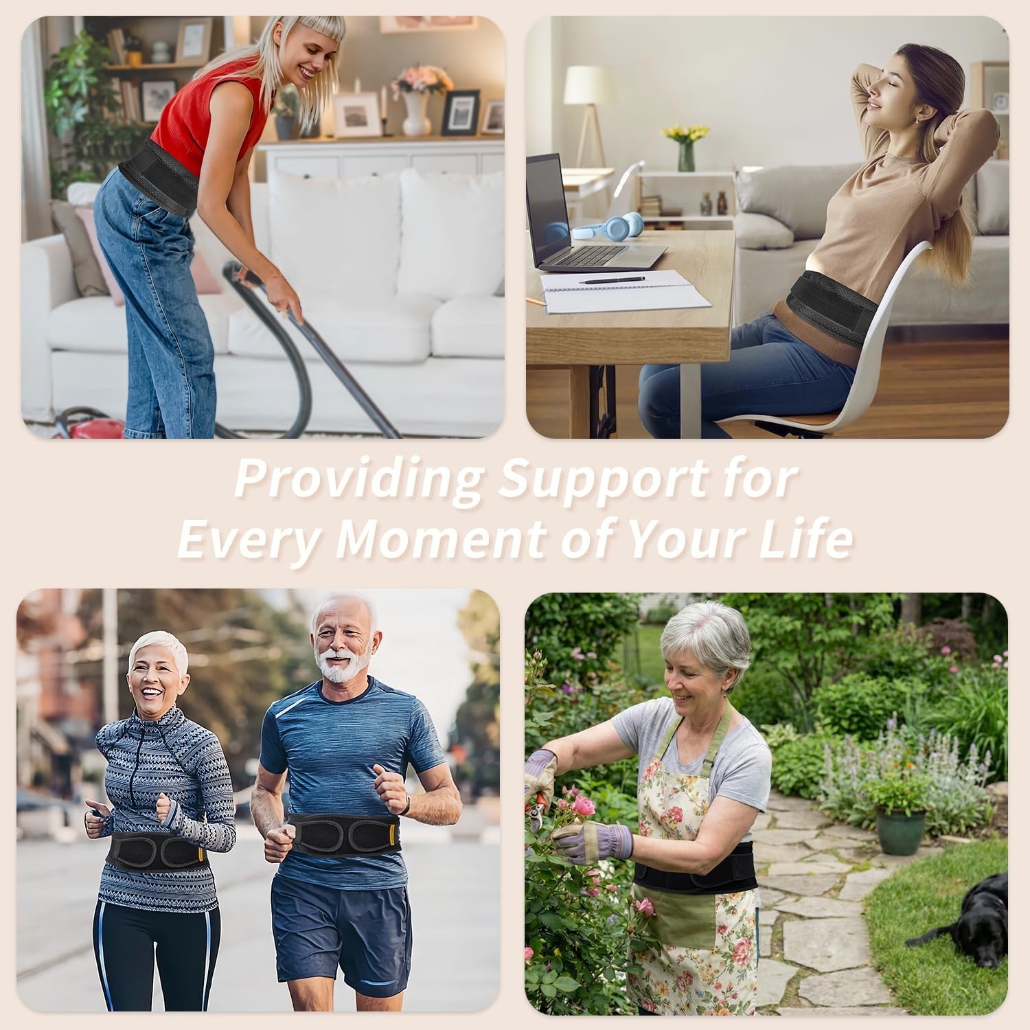 Slim Narrow Back Brace for Lower Back Pain Relief, Lightweight Adjustable Suppor