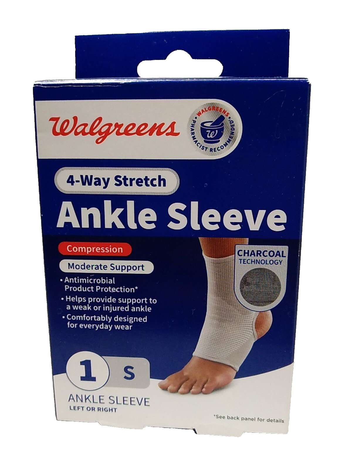 Walgreens ~Compression Ankle Sleeve ~4 Way Stretch ~SMALL ~New/Imperfect Box
