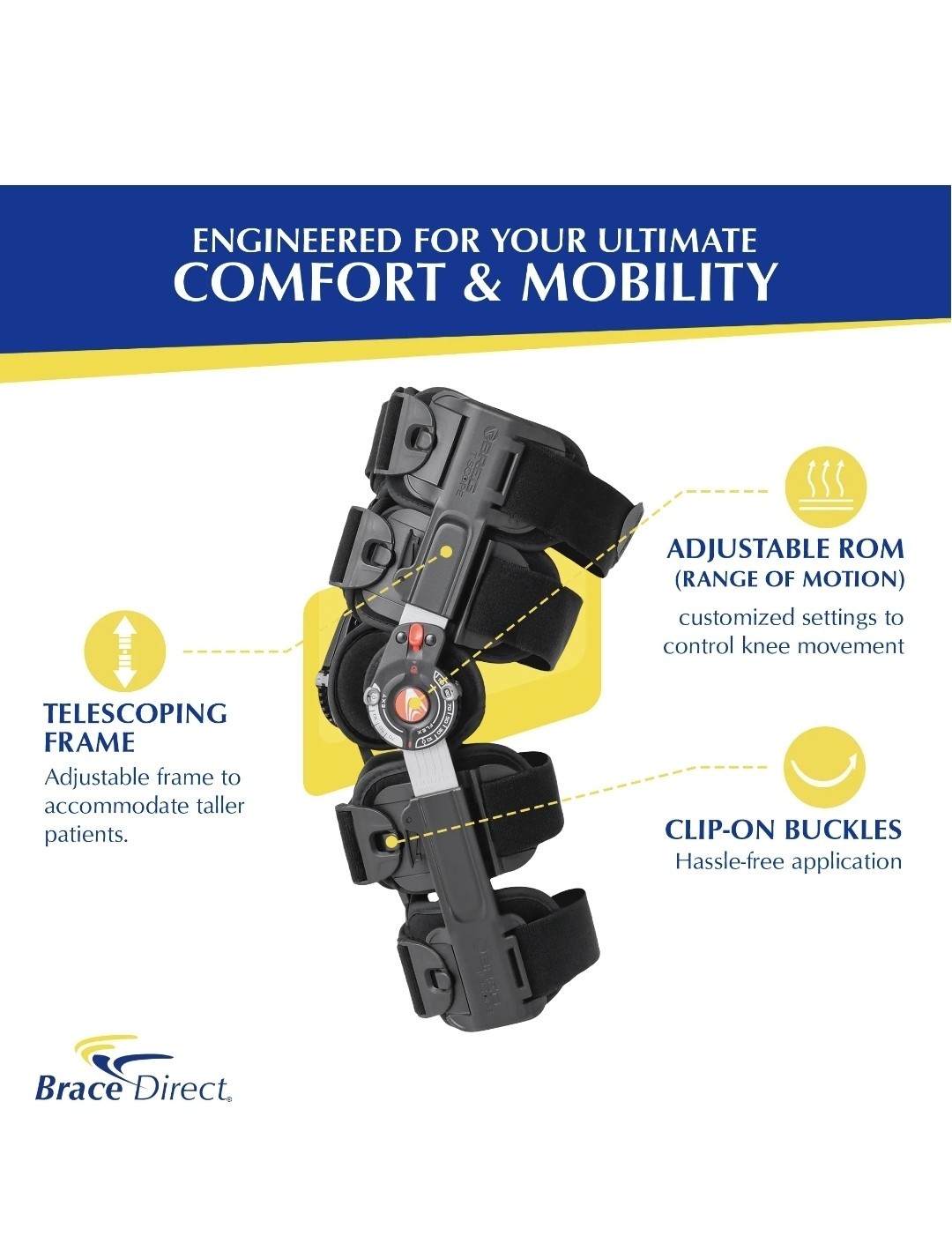 Breg T-Scope Premier Post Op Knee Brace – Black (08814) + Tri Panel Knee Immob..