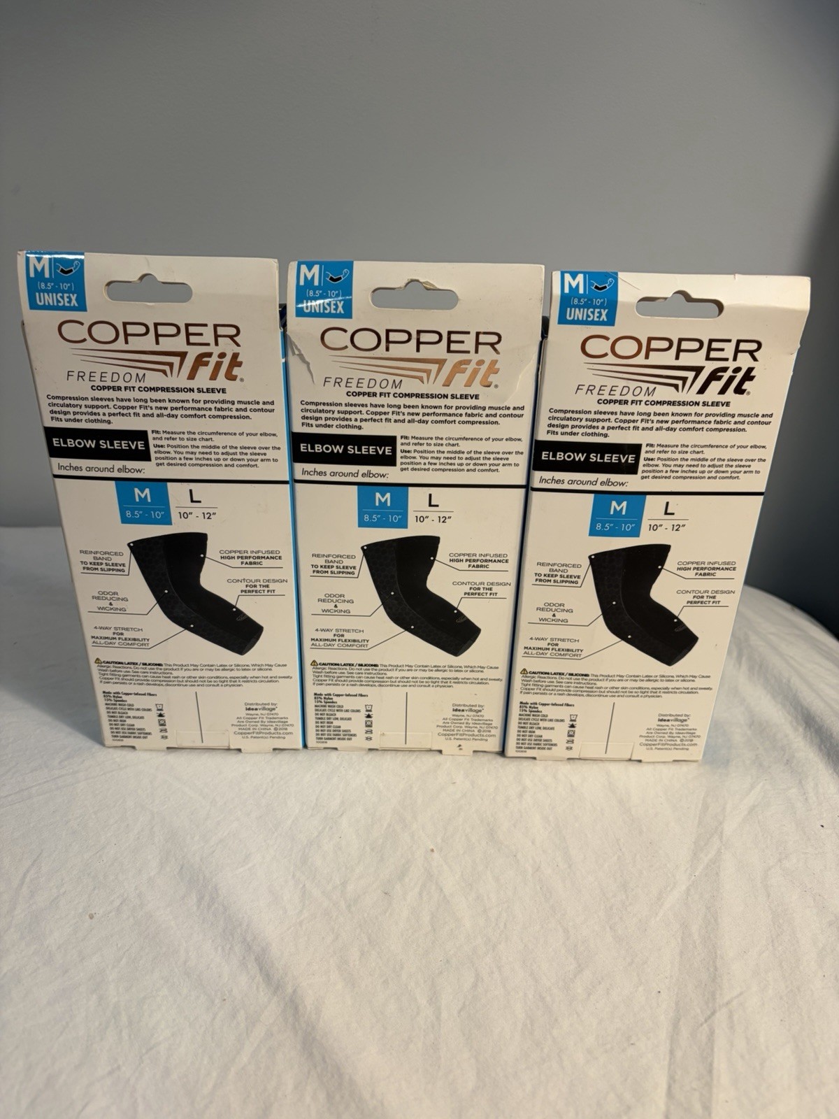 Copper Fit Elbow Compression Sleeves Size M 3 Pack New in Box