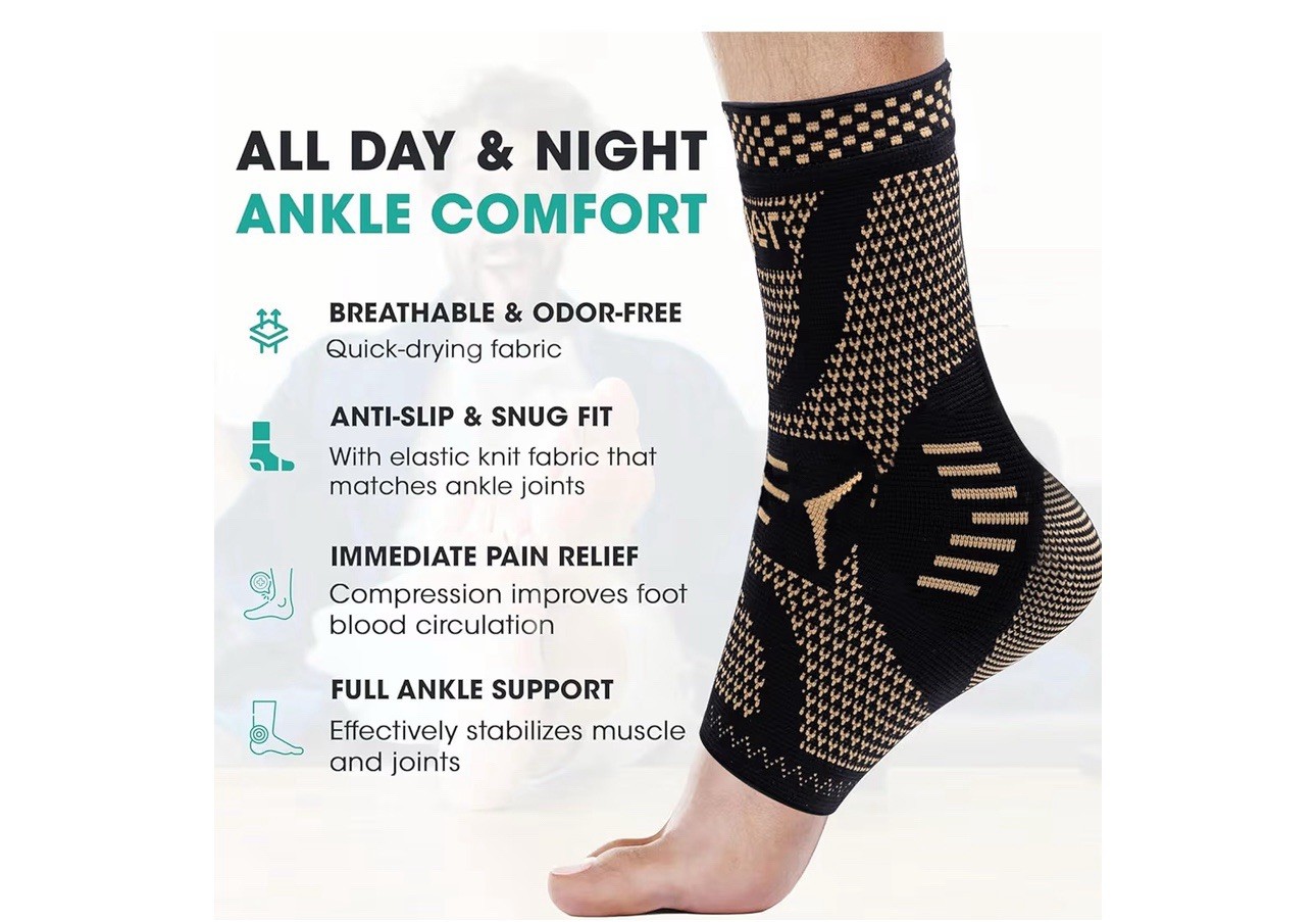 INDEEMAX Ankle Sprained Anklet Compression Sleeve Copper Infused Support