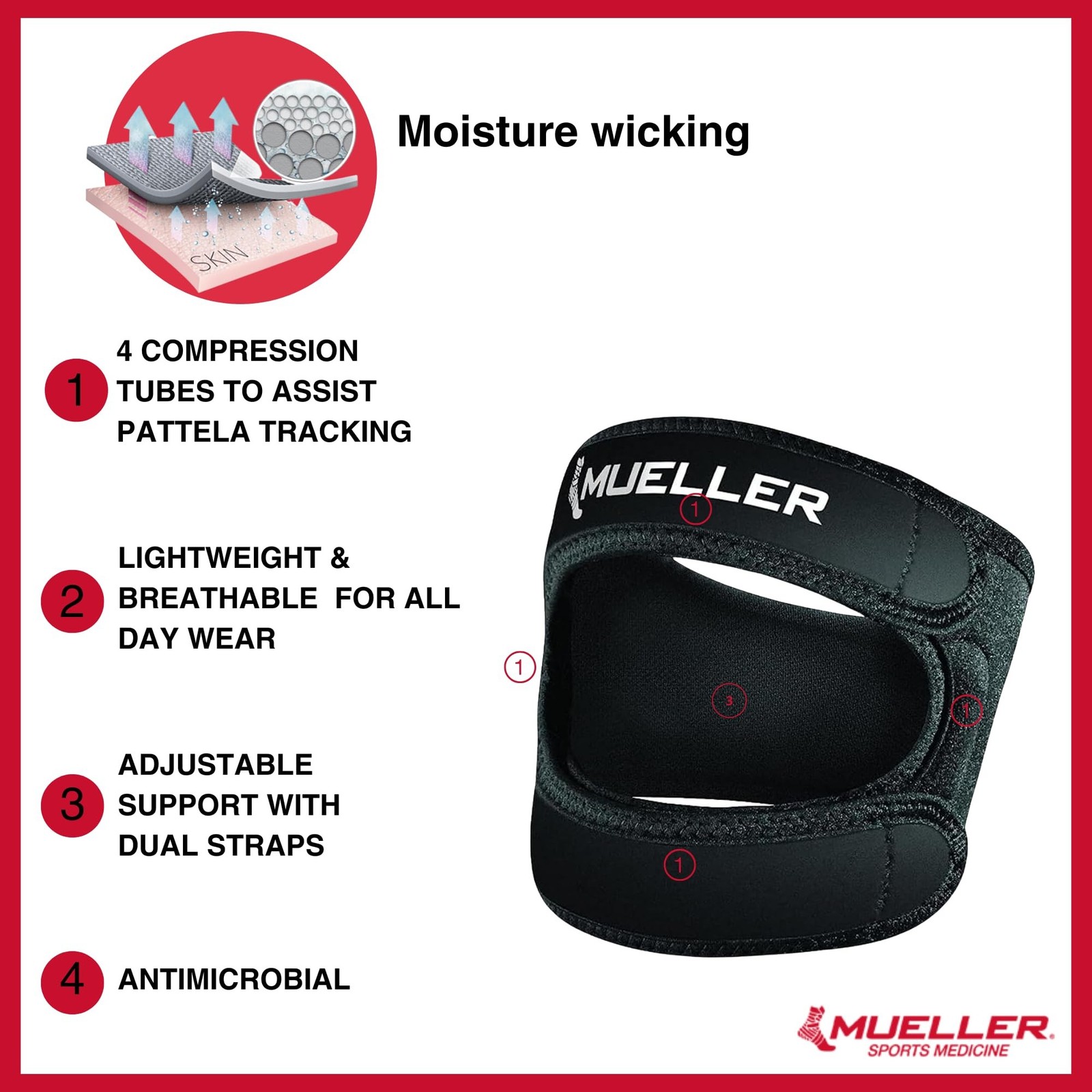 MUELLER Sports Medicine Adjustable Max Knee Strap, Patella Tendon Support, fo…