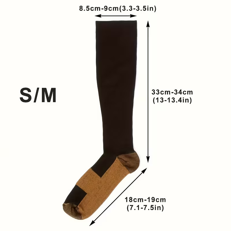 8 Pairs Copper Compression Socks 20-30mmHg Graduated Support Mens Womens S-XXL
