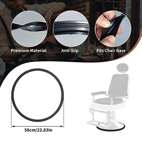 Salon Chair Rubber Base Ring 22.8 Inch Black Floor Protector Anti Slip Pad For