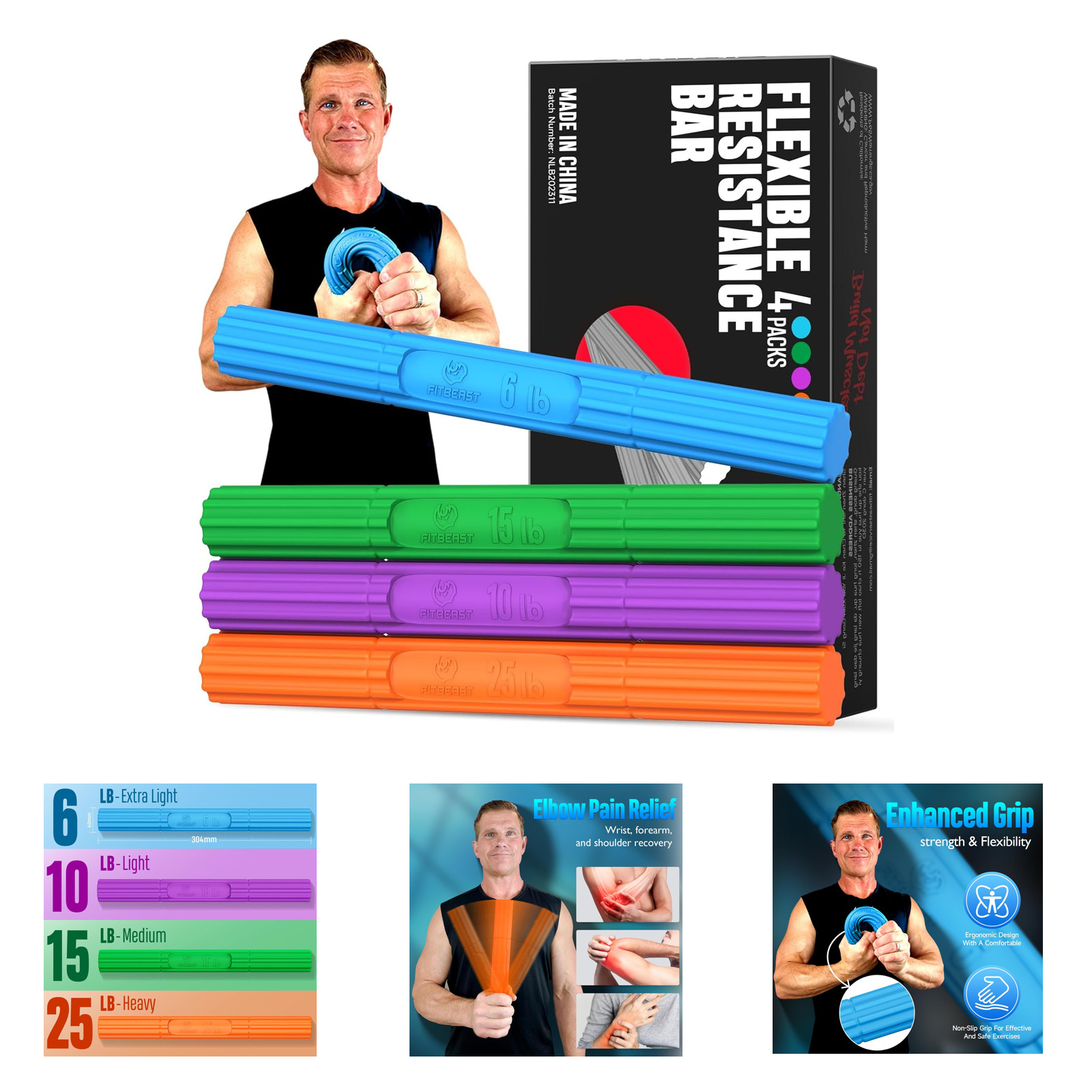 Therapy Resistance Bar for Tennis Elbow Tendonitis Grip Strength Rehabilitation