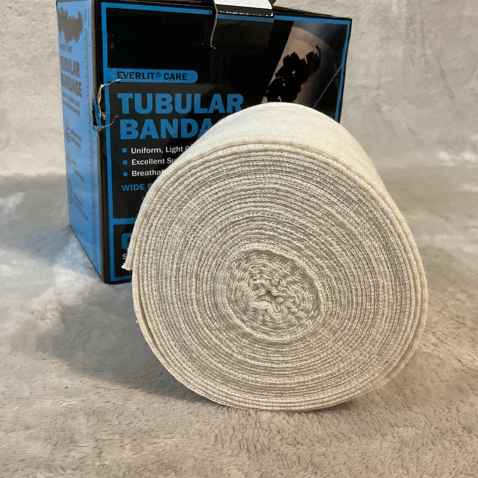 Tubular Bandage Light Compression Open Box Size F 4” X 11 Yds Everlit Care S-M