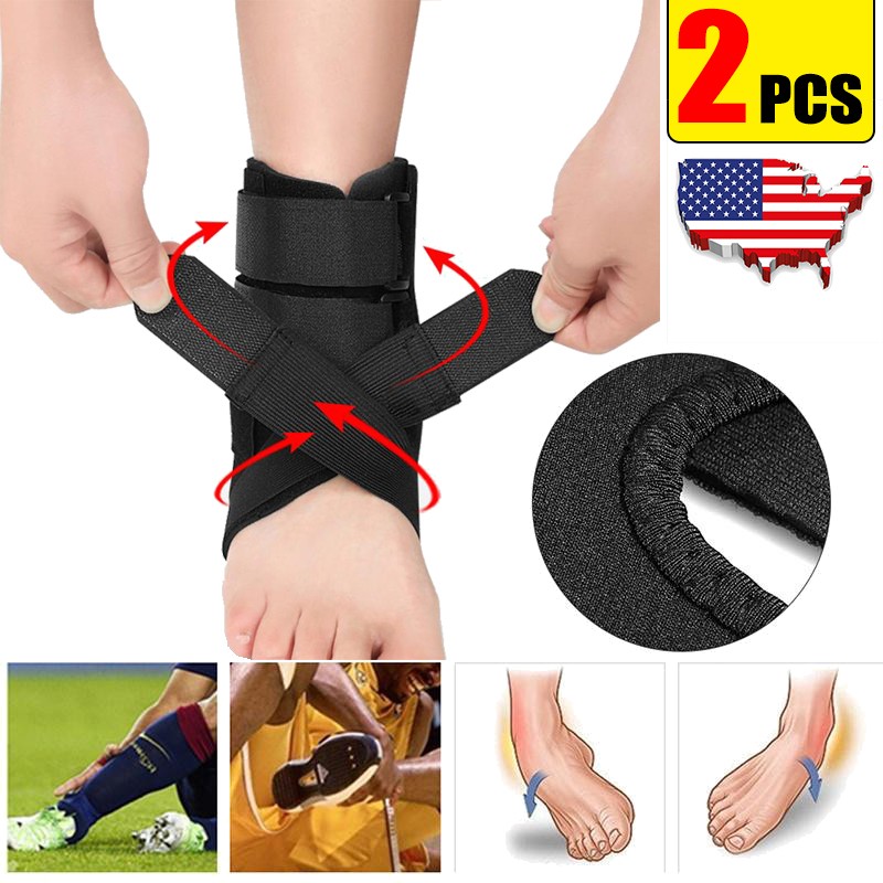 1/2x Ankle Support Brace, Breathable Neoprene Sleeve, Adjustable Wrap for Unisex