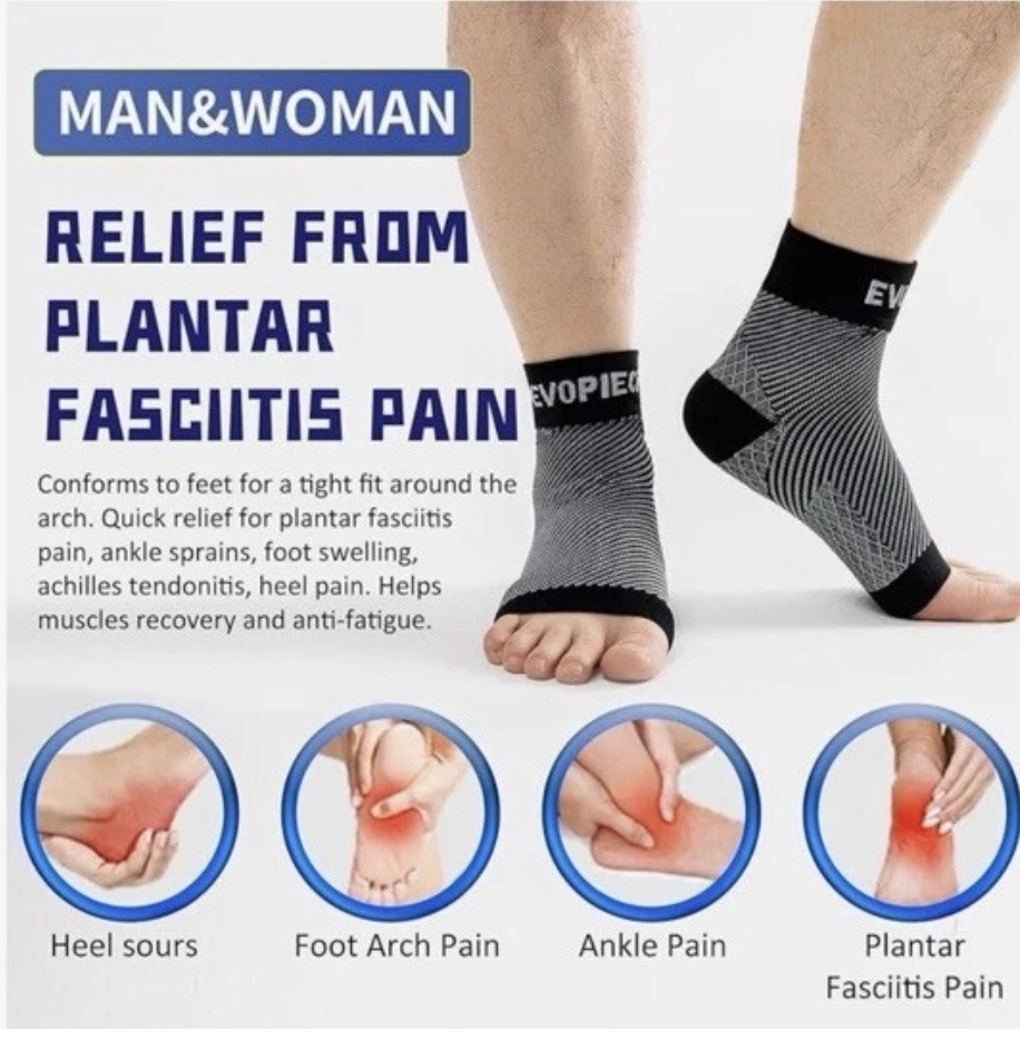 EVOPLECI Ankle Compression Sleeve Socks for Plantar Fasciitis. Unisex