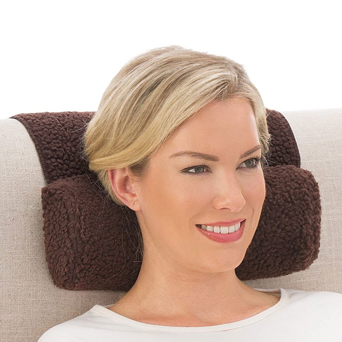 Collections Etc Adjustable Neck Roll Plush Support Pillow for Travel or Home – M