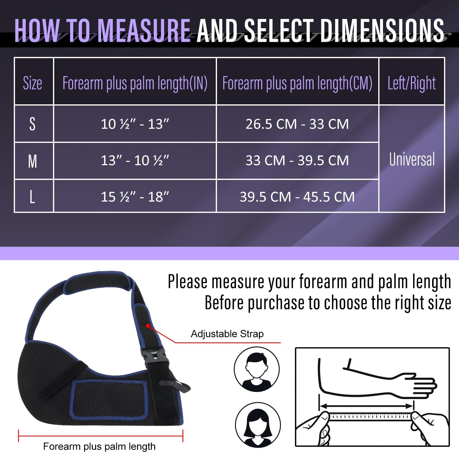 1 PCS Arm Sling Shoulder Immobilizer Women Men Breathable Brace Fit Left Right