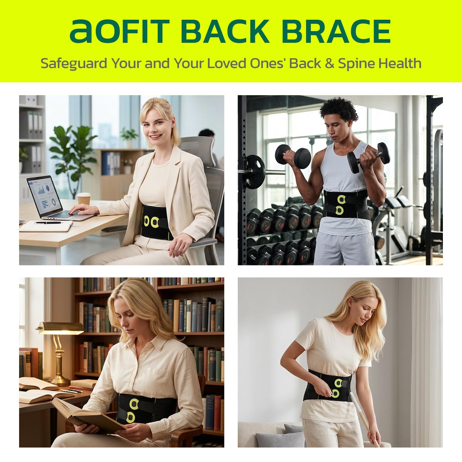 aoFIT Back Brace for Lower Pain Relief,Back Support Belt Large, HEISE