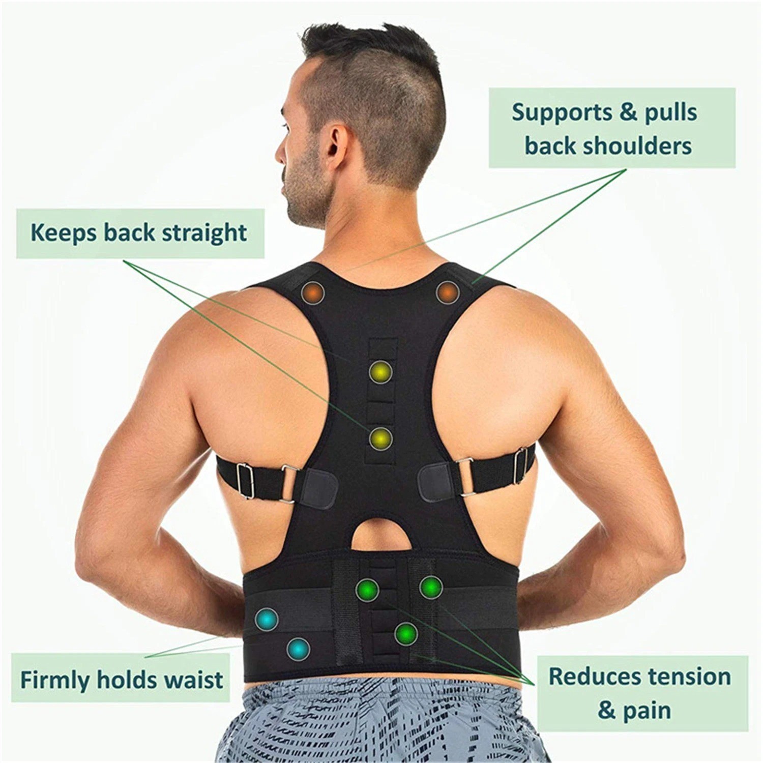 Posture Corrector Support Magnetic Back Shoulder Brace Belt Band For Men Women M