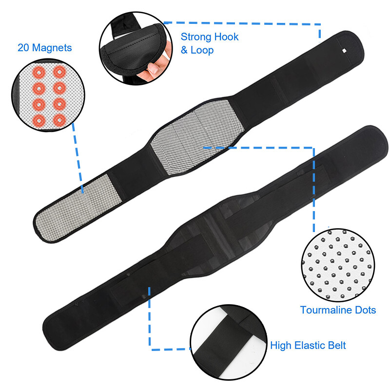 Self Heating Magnetic Hot Back Support Lumbar Lower Back Brace Belt Pain Relief
