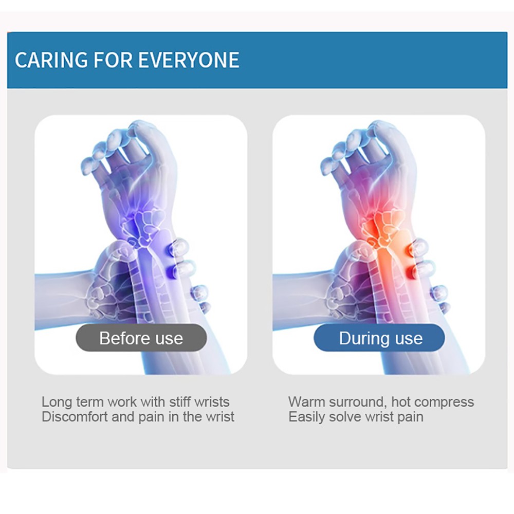 Rechargeable Heated Wrist Vibration Massage Wristband Relieve Hand Pain Work Use