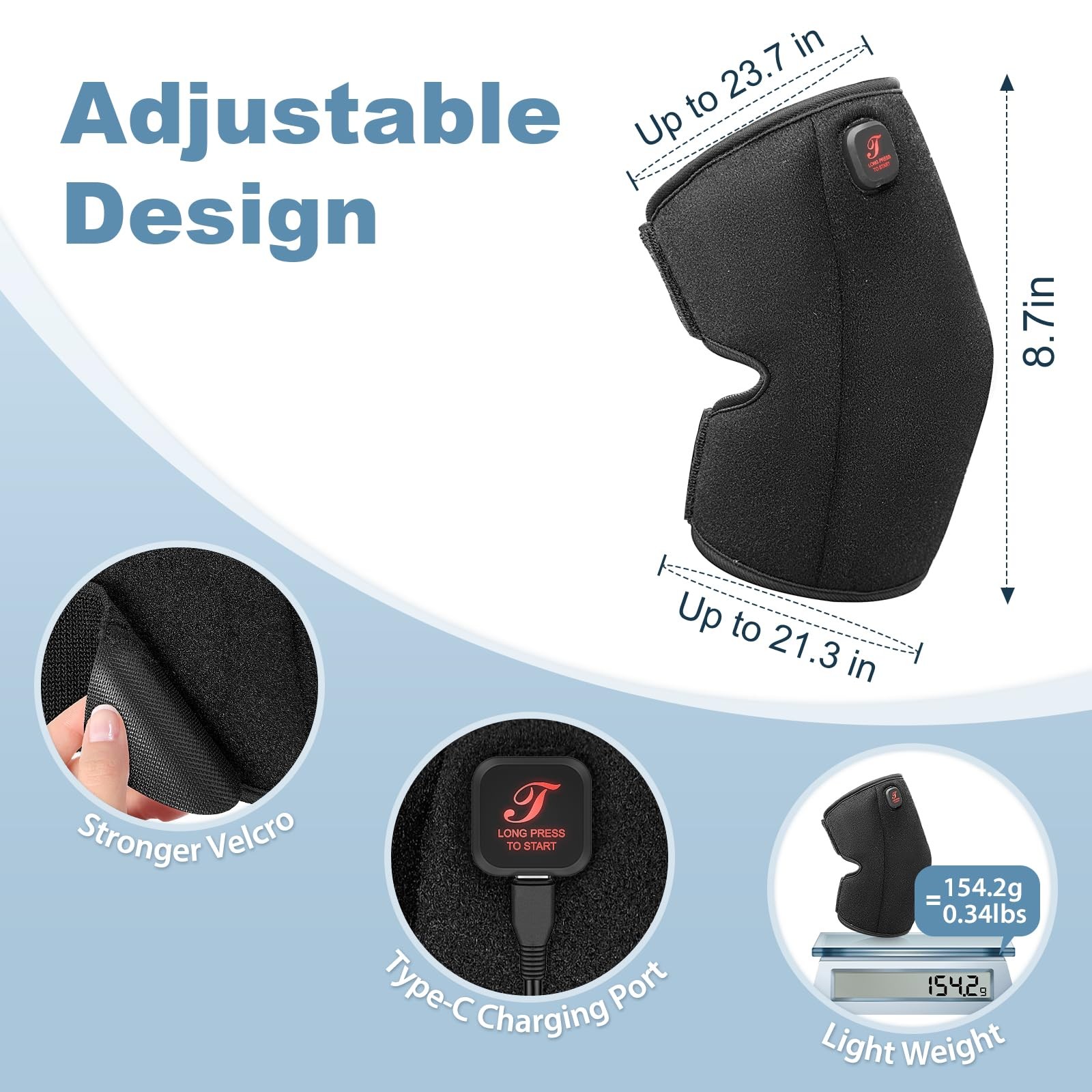 Heated Knee Brace, Cordless Knee Heating Pad for Arthritis, 3 Temperature Mod…