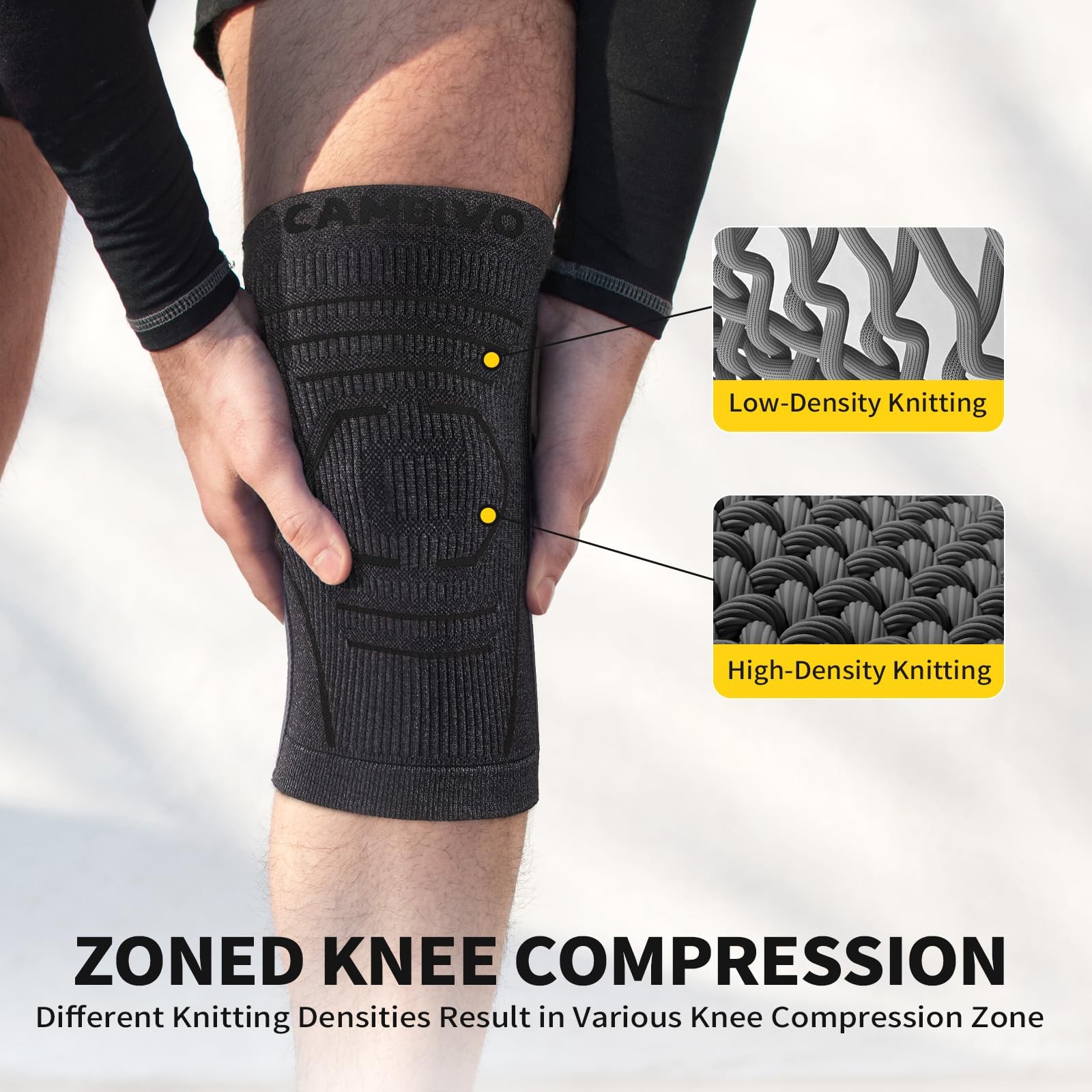 CAMBIVO Knee Brace for Women and Men with Side Stabilizer 2 Small, Black