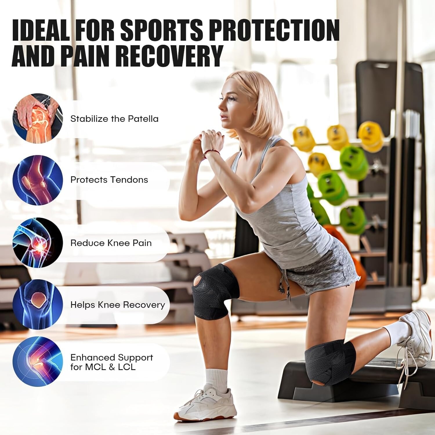 Knee Brace with Side Stabilizer Relieve Meniscus Tear Pain ACL Arthritis Straps