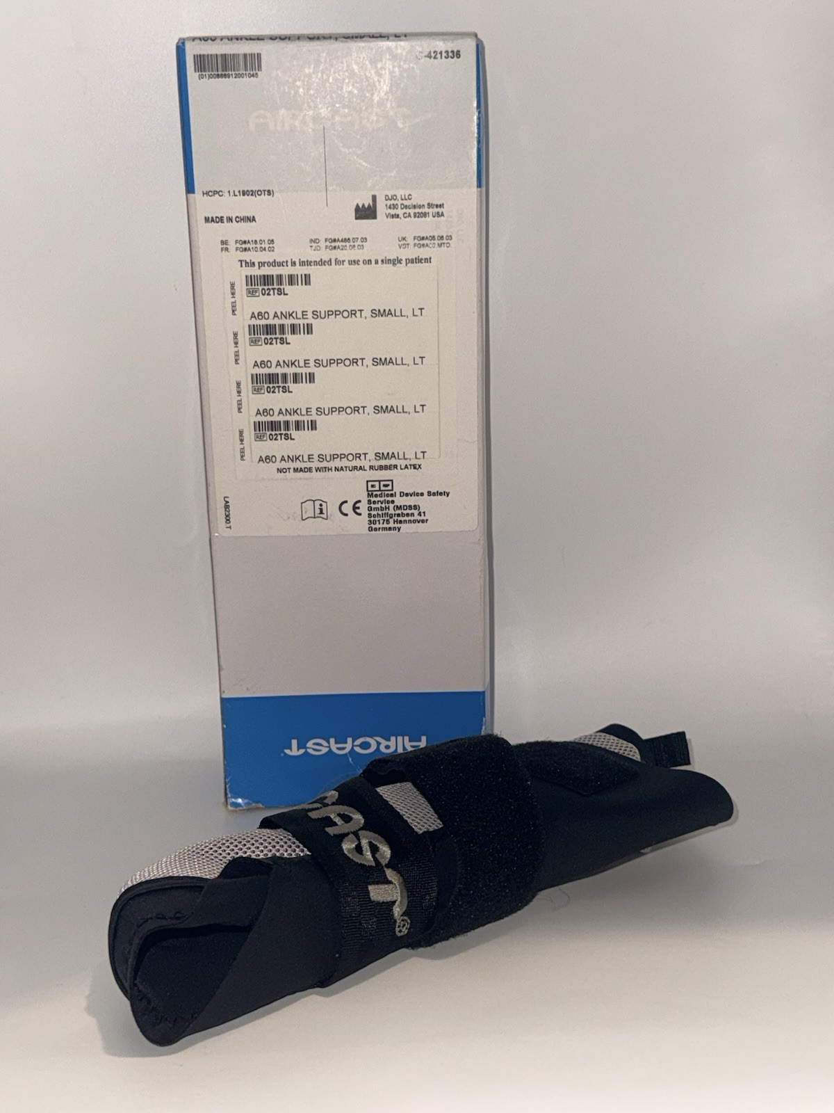 Aircast A60 Ankle Brace Small Left 02TSL Black Stabilizer Support NEW Open B