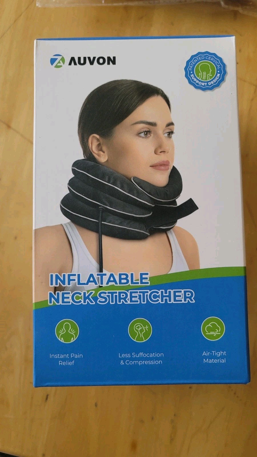 NEW IN BOX ! Auvon Inflatable Neck Stretcher For Cervical Traction 3 Layer Black