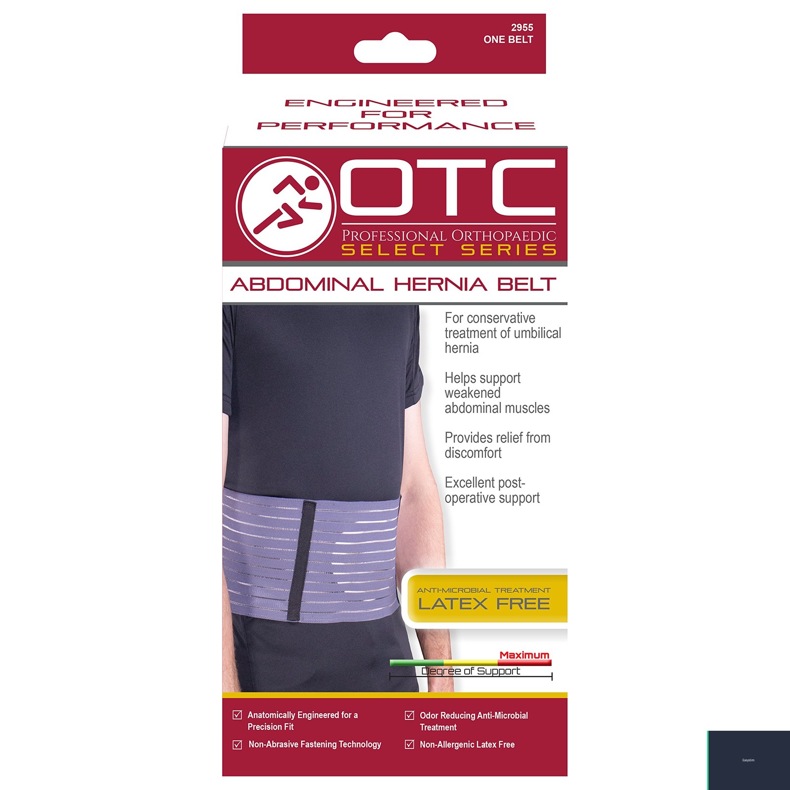Abdominal Support Belt Small Ribbed Elastic Foam Compression Pad Pack of 2