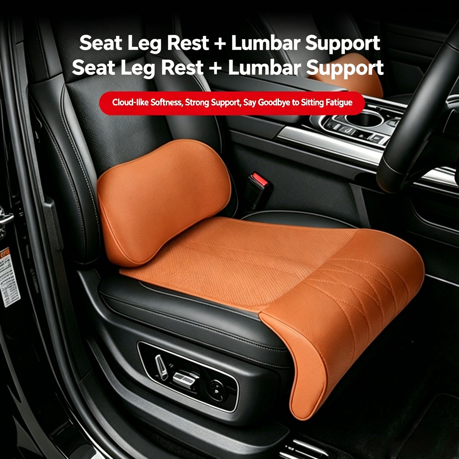 Car Seat Back Support Breathable Back Lumbar Support Cushion w/Seat Leg Rest