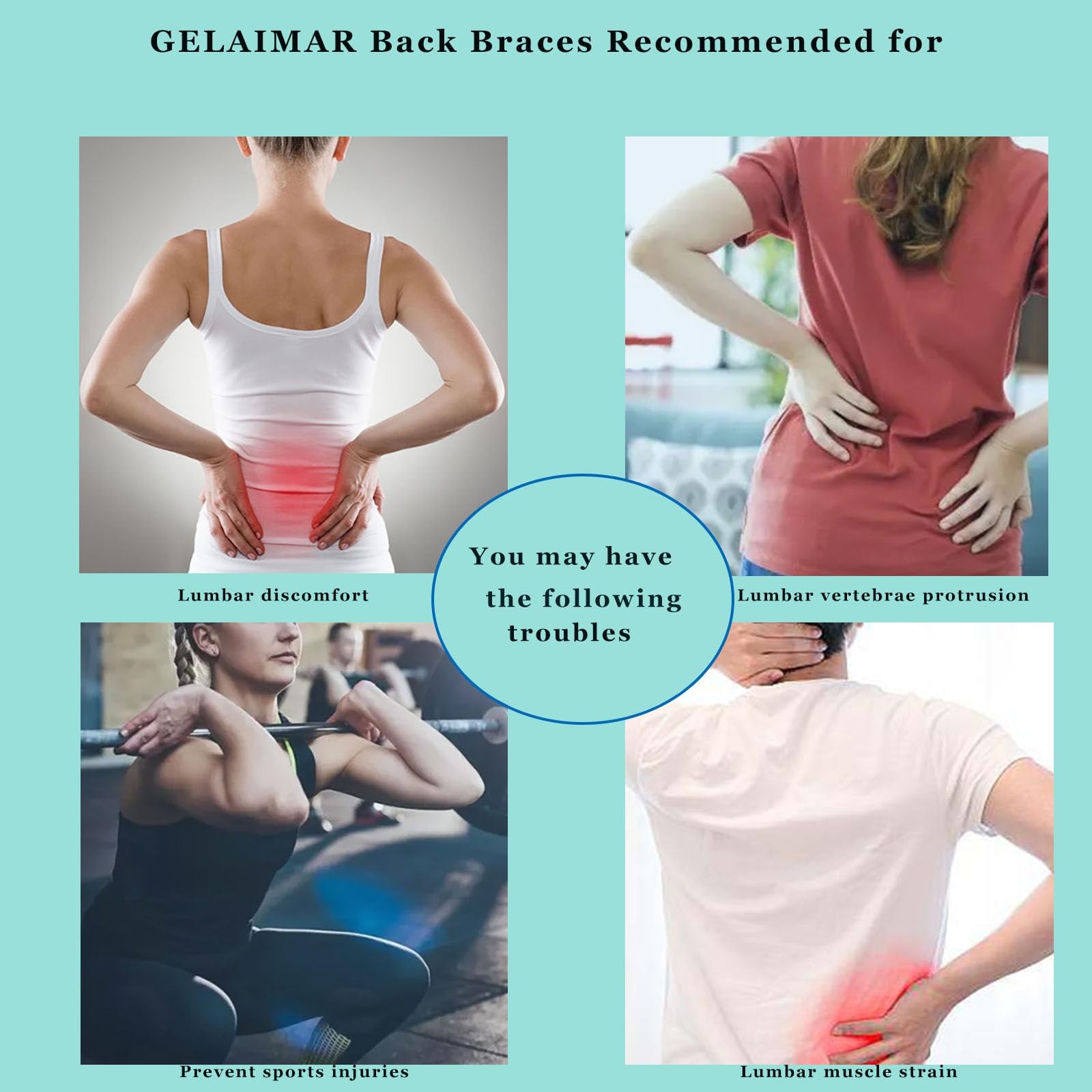 Working Lumbar Lower Back Brace Support Belt with Adjustable Straps-Back Pain