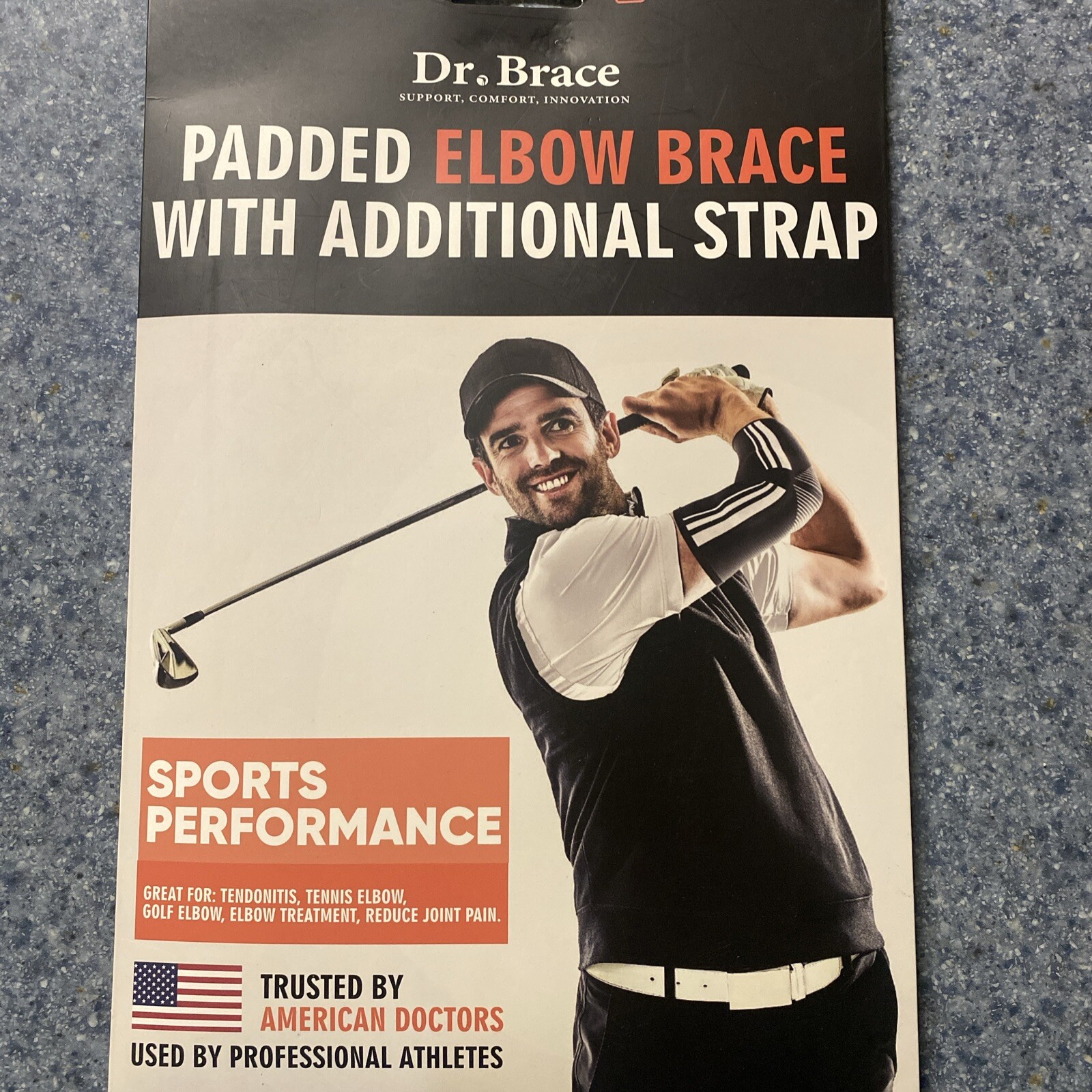 New Dr. Brace Padded Elbow Brace With Additional Strap Tennis Golf Size Small