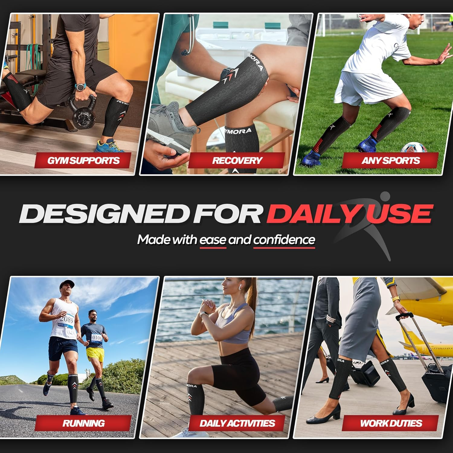 Calf Compression Sleeves Men Women – Leg Compression Sleeve Footless Socks – Shi