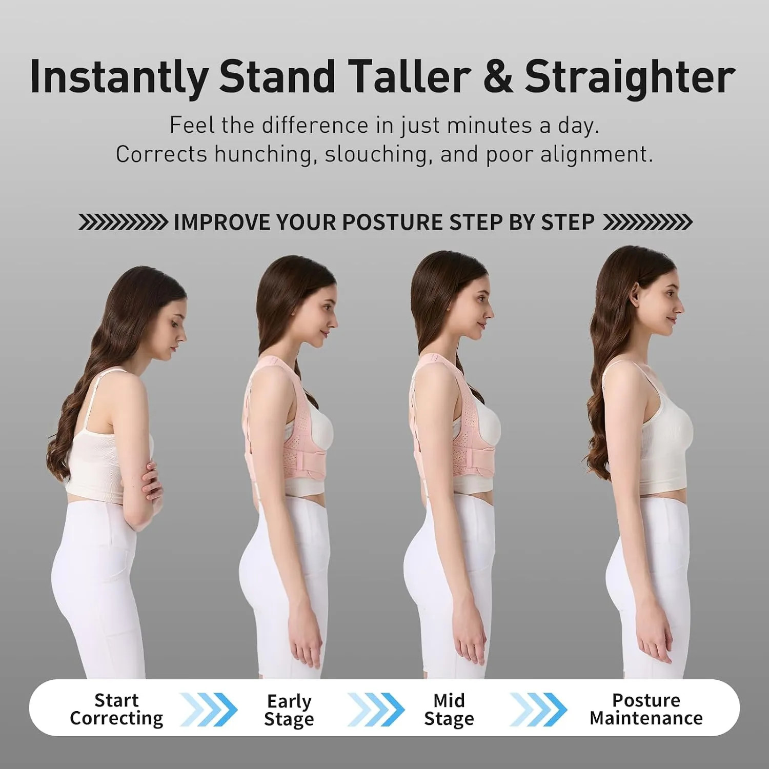 Posture Corrector For Women Back Brace Shoulder Straightener Pink Size S M New
