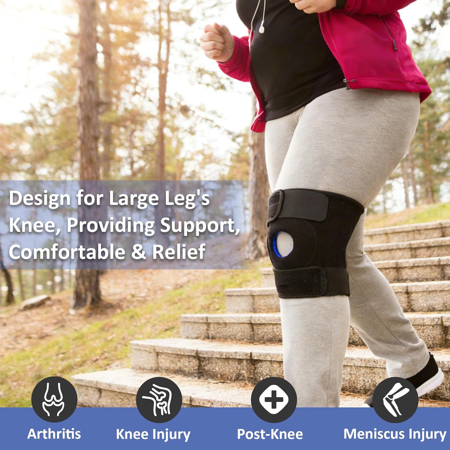 Plus Size Knee Brace for Obese Women & Men – Adjustable Knee Support for Meni…