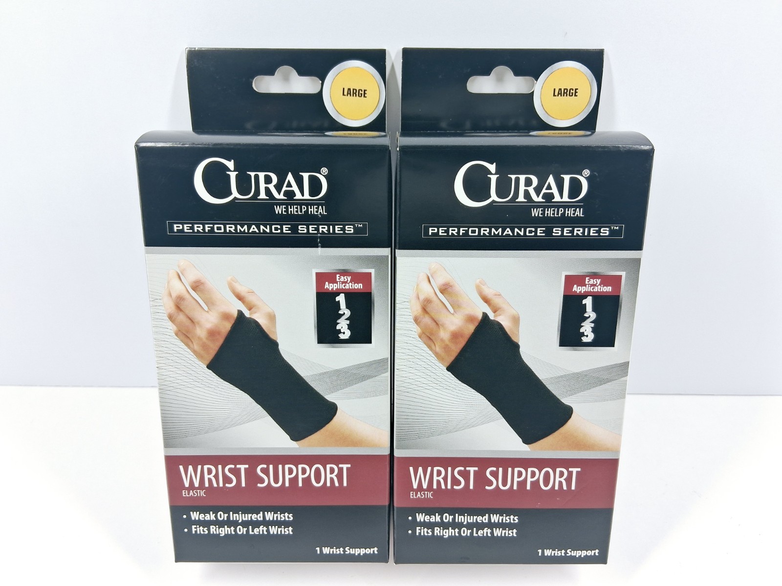 Curad Large Performance Series Wrist Support Band Elastic Black Two Pack