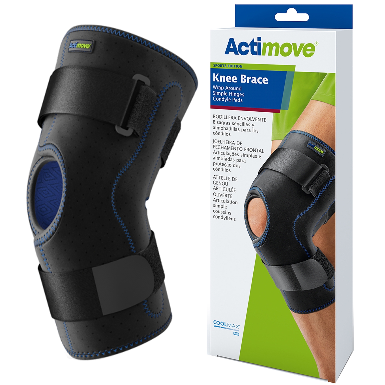 Actimove Knee Brace Wrap Around, Polycentric Hinges, Condyle Pads Black 2X-Large
