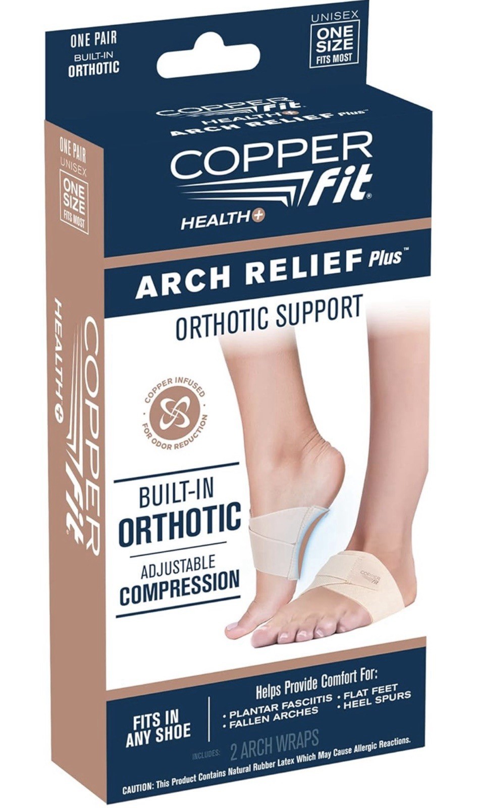 Copper Fit Health + Arch Relief Plus Orthotic Support. Adjustable Compression