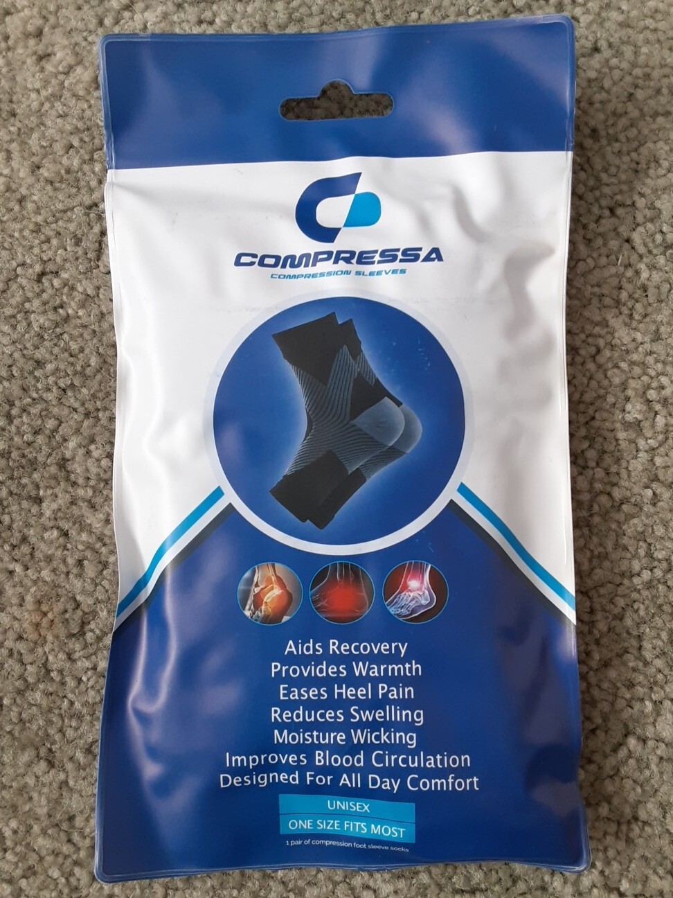 1 NEW Pair Compressa Foot Compression Sleeves Unisex One Size Fits Most