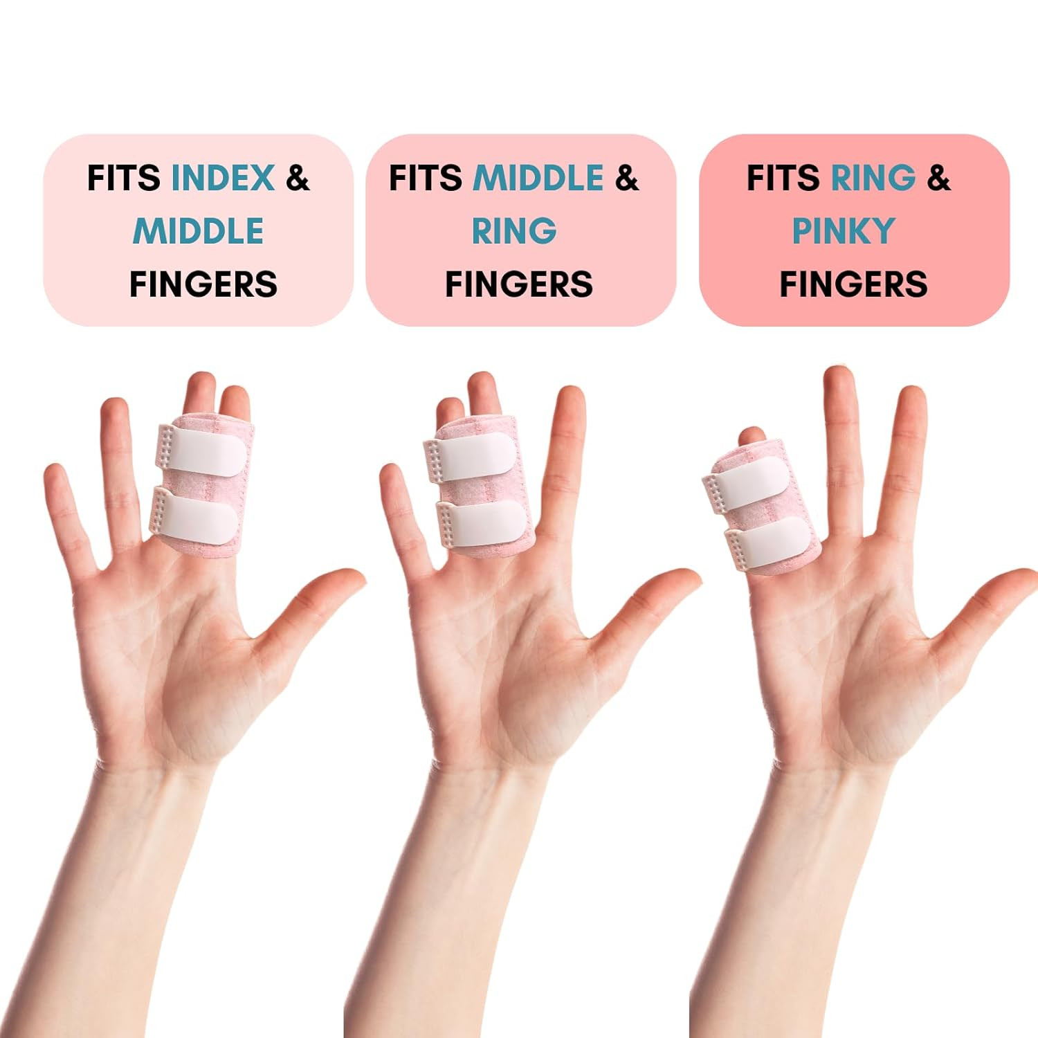 2Pcs Trigger Finger Splint with 2 Metal Bars, Thumb Universal, Pink