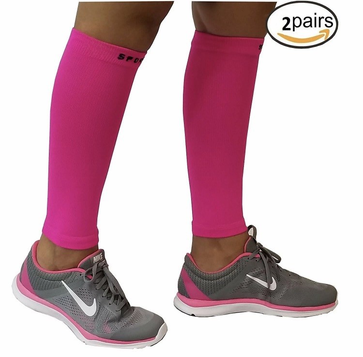 2 Pairs Compression Calf Sleeve Footless Leg Sleeves Socks – Boosts Circulation
