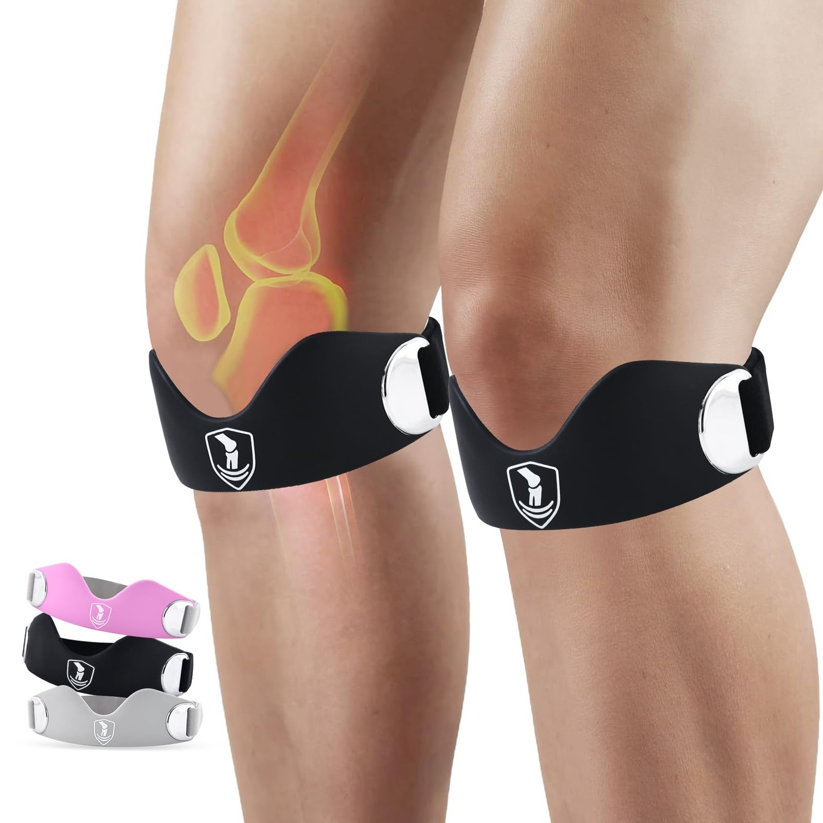 Patellar tendon support strap2 Pack, helps protect knee One Size, black