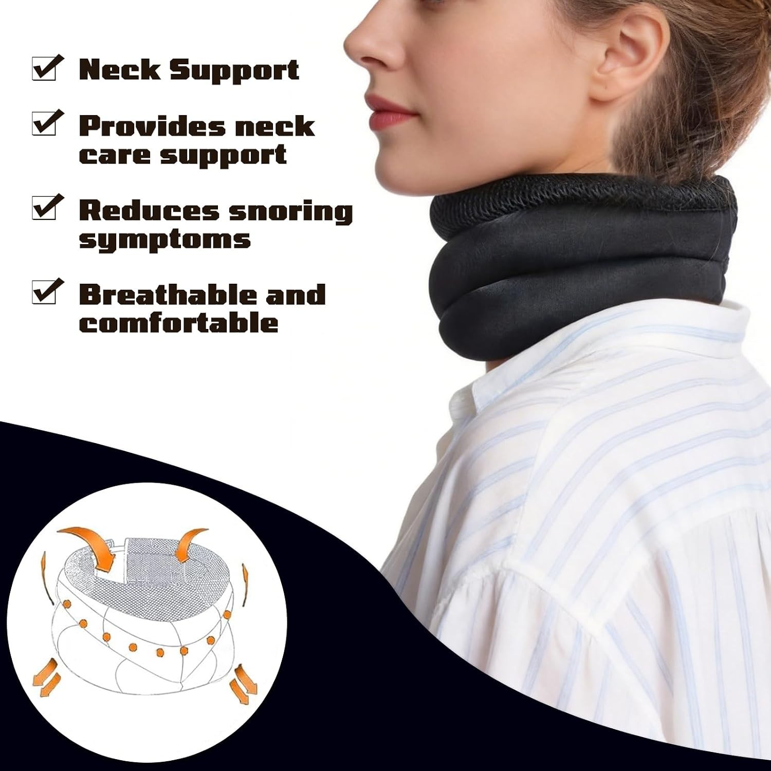 Neck Support Strap Cervical Collar Relieves Pain Spine Pressure for Women Men