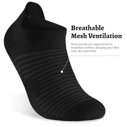 Compression Running Ankle Socks (6 Pairs) for Men Large-X-Large Black (6 Pairs)