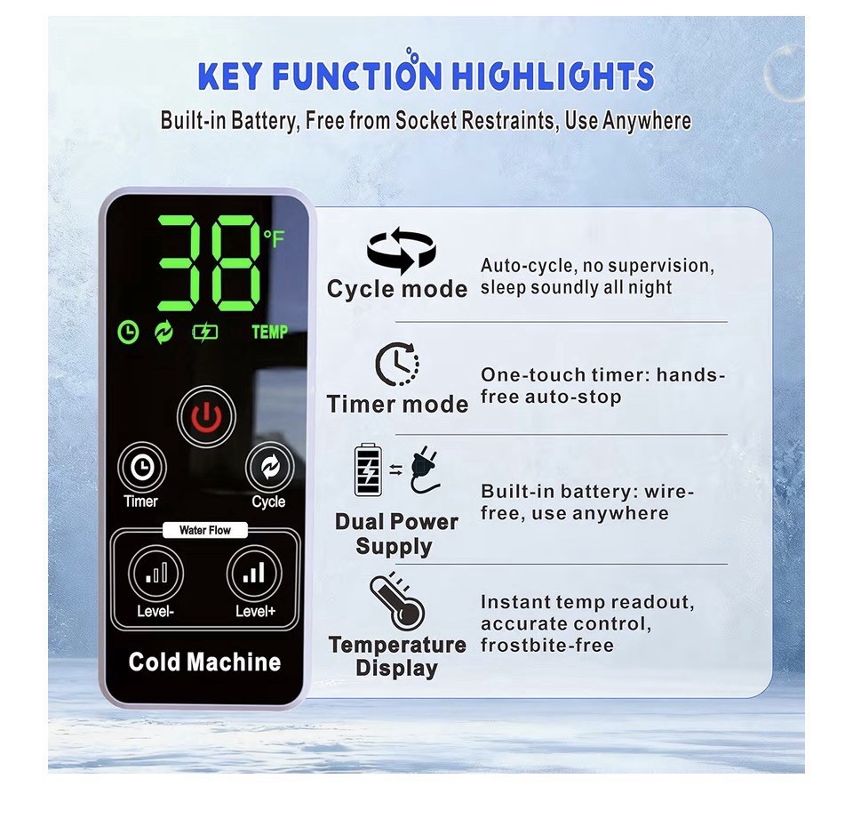 Cooler-Tyu Cold Therapy Machine, 3000Mah Battery, 8.5 Qt Portable Ice