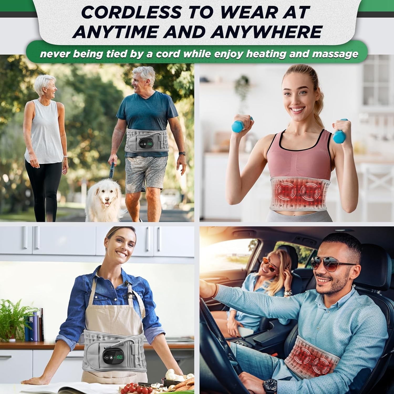 Portable Decompression Back Brace with Red Light Heating & Massage Features